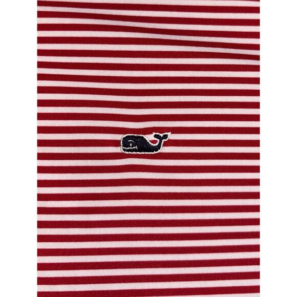 Vineyard Vines Mens Performance Polo Shirt Medium SS Striped Golf Club Logo EUC - Picture 4 of 8